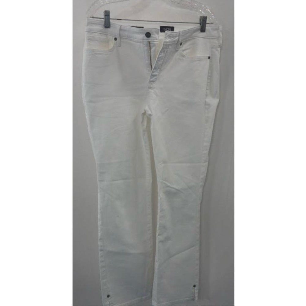 NYDJ White Sheri Slim Riveted Split Ankle Jeans size 12